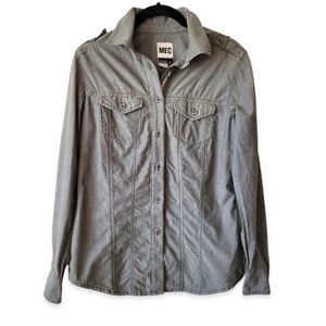 MEC Organic Cotton Shirt Size S Button Down Grey Chambray
